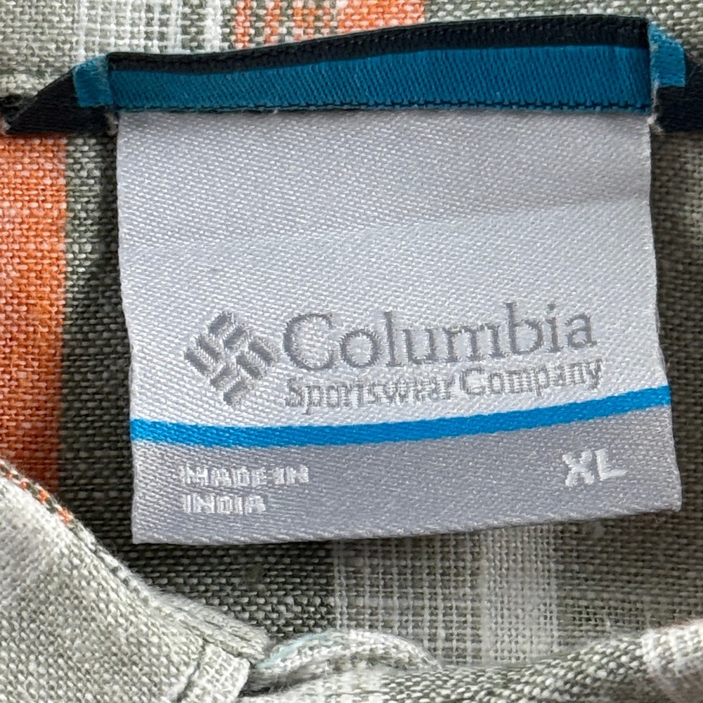 Columbia Sportswear Men's XL Gray Orange Hemp Blend Striped shirt - Picture 4 of 11